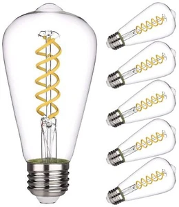 ST19ST58 LED Edison Bulb Vintage6 PackNatural White 4000K Antique Flexible Sp... - Picture 1 of 9