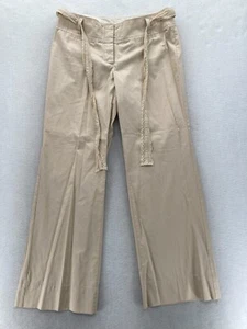 Anthropologie Elevenses Wide Leg Pants Women's 10 Beige Button Fly Tie Waist Y2K - Picture 1 of 14