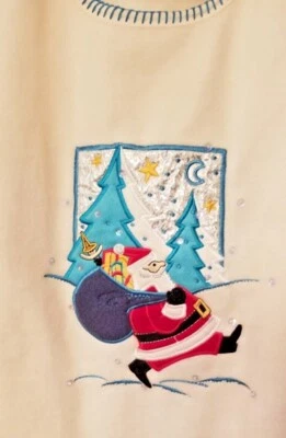 Women's Top Santa Embroidered Fleece Sparkle Holiday Winter Design Size 22W-24W - Image 1 of 4