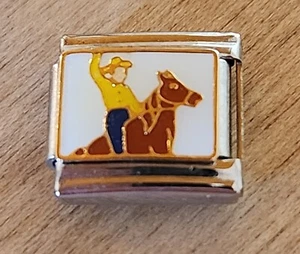 Cowboy zu Pferd Land westitalienisch Charm 9 mm Armband Link Edelstahl - Bild 1 von 2
