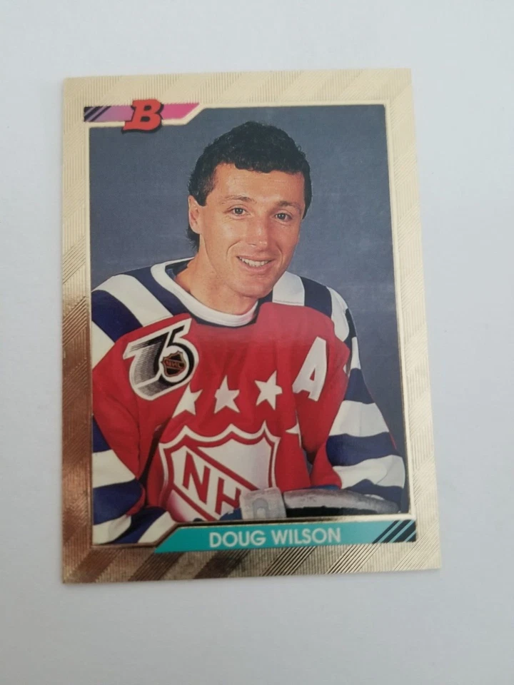 1992-93 Bowman Sharks Hockey Card #219 Doug Wilson/FOIL - Image 1 of 1