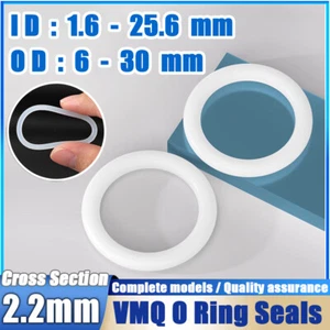 Juntas tóricas métricas de goma de silicona VMQ sellos 2,2 mm sección transversal 1,6 mm - 25,6 mm ID - Imagen 1 de 42
