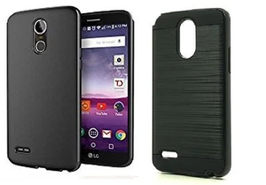 SLIM ARMOR BRUSHED FINISH HYBRID CASE FOR LG STYLO 3, T-MOBILE LG STYLO 3 PLUS - Picture 1 of 4