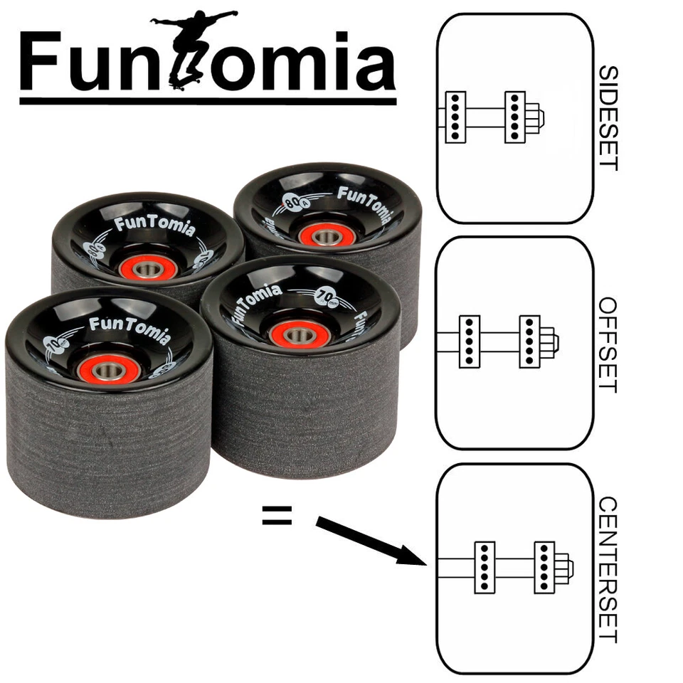 4 Stück FunTomia® Longboard Skateboard Rollen Big Wheels 70x51mm ABEC-9 skaten