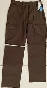 FLW ZIP-OFF PANTS = SHORTS Outdoors Tournament FISHING Gear 100%Cotton BROWN NWT