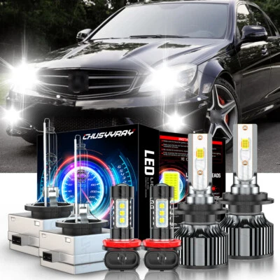 For Mercedes-Benz C63 AMG 2009-2009 6x LED HID Headlight Hi Low Beam+Fog Light - Image 1 of 4