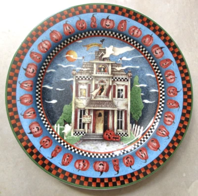 Sakura Debbie Mumm 4 Haunted House Halloween Side Plate Pumpkin EUC — 第 1/4 张图片
