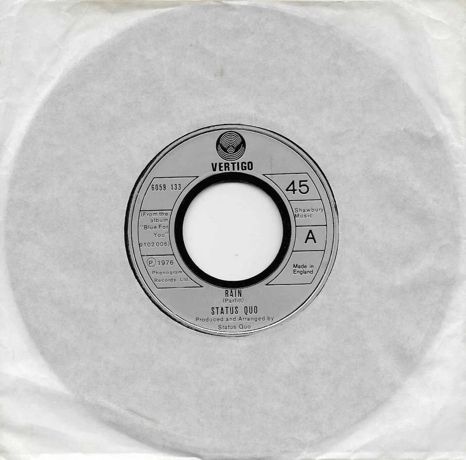 STATUS QUO  Rain / You Lost The Love  UK Import 45 from 1976 - Image 1 of 1