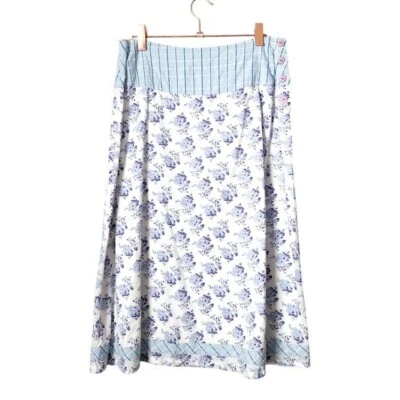 ABRIL CORNELL DE COLECCIÓN Romántico Cottagecore Floral Midi Falda Azul Claro S Foto 1 de 4