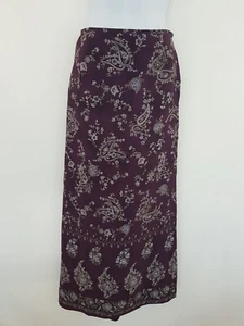 Floral Skirt Vintage Plum Purple Long Maxi Wrap Retro Size 12 Paisley Bohemian - Picture 1 of 16