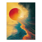 Sunset Waves Surreal Seascape Abstract Painting Wall Art Poster Print Picture