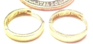 14kt Yellow Gold 3MM X 13.5MM Huggie Earrings Square edge Gift Box.FREE SHIPPING - Picture 1 of 4