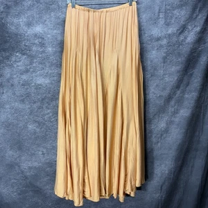 CP Shades Godet Maxi Skirt Size M Rayon Silk Pale Orange Lagom Lagenlook Boho - Picture 1 of 6