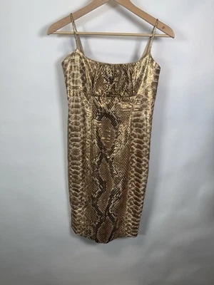 VESTIDO SIN MANGAS TRACY REESE DORADO METALIZADO PIEL DE SERPIENTE TALLA 2 Foto 1 de 4