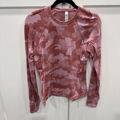 Camisa Lululemon Para Mujer It's Rulu Run Manga Larga Talla 8 Rosa Camuflada Foto 1 de 4