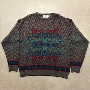 Vintage 90s London Fog Geometric Pattern Knit Sweater XXL Tall Multicolor USA - Picture 1 of 7