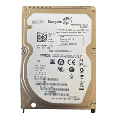 Seagate Momentus 7200.4 ST9250410AS 250GB 2.5" SATA II Laptop Hard Drive - Image 1 of 4
