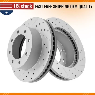 Rotores de freio dianteiros perfurados com fenda para Ford F-250 F-350 F-450 Super Duty - Imagem 1 de 4