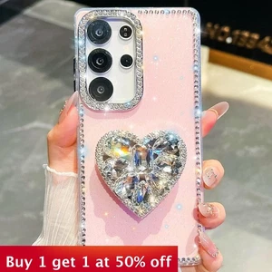 Cubierta de teléfono para Samsung Galaxy S25 Ultra S24FE A35 A36 5G soporte de amor brillo - Imagen 1 de 20
