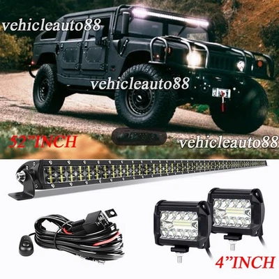 Combo Barra de Luz LED Techo 52" + 2 Piezas Cápsulas 4'' + Cable Fit Hummer H1 H3 Humvee AM 50 Foto 1 de 4