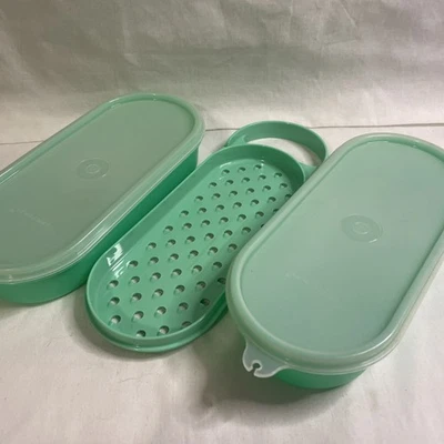2 Tupperware  Containers green sheer modular mates 1375-21 With Grater - Image 1 of 4
