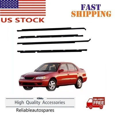 Juego de 4 cinturones de puerta resistentes al clima exterior aptos para Toyota Corolla LE sedán 1995-2002 Foto 1 de 4