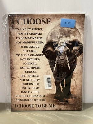 Elephant Wall Art Canvas 12 x 16 Motivational Quote Wall Decor Moon - Image 1 of 4