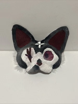 Máscara Therian Calidad Media Blanco y Negro Gato Peludo Parcialmente Forrado Foto 1 de 2