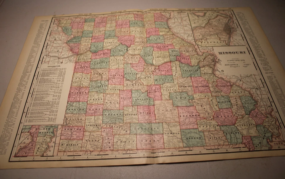 Mapa a color Walker Atlas 1895 de Missouri Foto 1 de 1