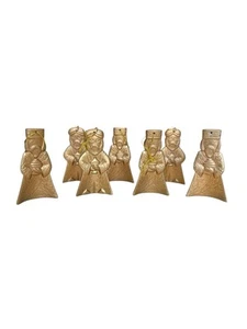 Christmas Tree Ornaments Hand Painted Vintage King Gold Set of 7 Plaster Mold - Picture 1 of 9