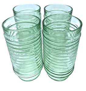 4 bicchieri da tè Anchor Hocking Park Avenue verde ghiacciato 16 oz vintage MCM post moderni - Foto 1 di 10