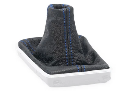 PARA VOLVO V40 II 2012-2019 FUNDA PALANCA DE CAMBIO CUERO NEGRO COSTURA AZUL - Imagen 1 de 4