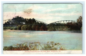 1908 Litho Postkarte Shelbyville Big Blue River Indiana - beschädigt - Bild 1 von 2