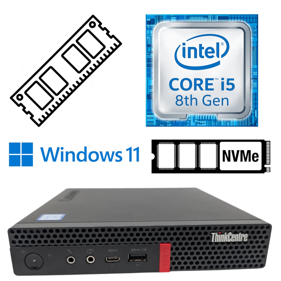 Lenovo ThinkCentre M720q tiny Intel i3 8100t 8/16GB RAM NVME SSD Mini PC USFF - Bild 1 von 4