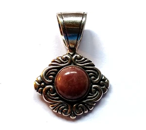 Vintage .925 Sterling Silber & rosa Stein Anhänger - Bild 1 von 5
