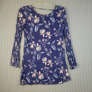 billabong womens dress size XS mini blue floral long sleeve cut out back beach - Picture 1 of 10