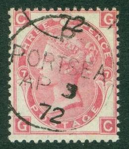 SG 103 3d rose plate 7. Very fine used with a Portsea CDS, April 9th 1872 - Imagen 1 de 2