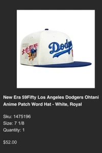 Hat Club Los Angeles Dodgers Shohei Ohtani Anime Patch 7 1/8 New Era 59fifty 🔥 - Picture 1 of 1