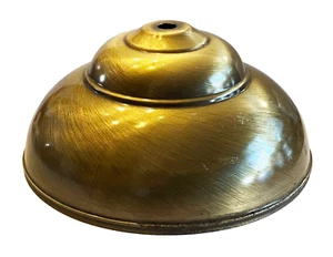 OLD STOCK ANTIQUE BRASS STEEL 6-3/4"D, 3-1/8"H CEILING CANOPY VASE CAP lamp part - Picture 1 of 10