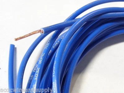 16 GAUGE WIRE 蓝色 25 英尺主要 AWG 带状铜电源 MTW 弹性 — 第 1/2 张图片