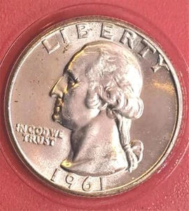 1961 Washington Silver Quarter – 90% Silver – Mint State–FREE SHIP (8-21) - Picture 1 of 2