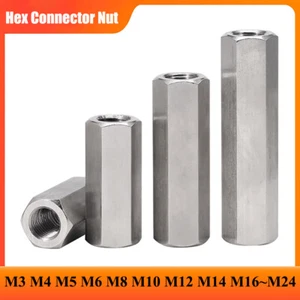 Tuerca de conector hexagonal roscada de acero inoxidable A2 M3 a M20 tuercas largas - Imagen 1 de 9