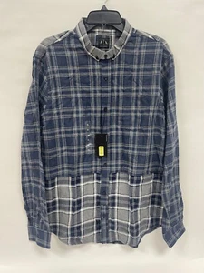 Armani Exchange A/X Pieced Plaid Regular Fit Button Down Shirt Choose Size - Picture 1 of 4