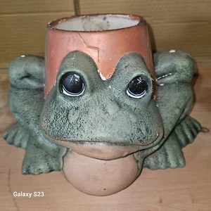 Vintage LEFTON Ceramic Frog Planter - Picture 1 of 5