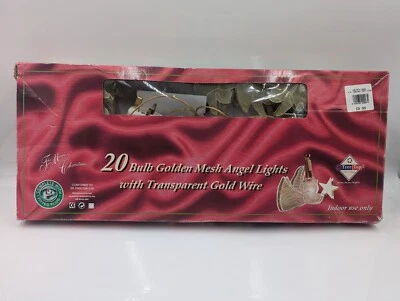 VINTAGE TreeTop Golden Metal Mesh Angel Christmas Tree Lights x 20 Boxed Working - Image 1 of 4