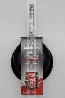 New CALPHALON 8" & 10" Premier Space Saving Hard Anodized Nonstick Fry Pan Set - Image 1 of 4