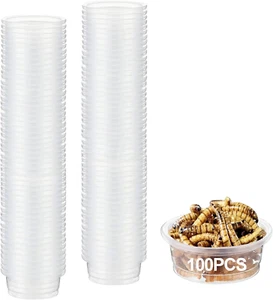 0.5Oz Crested Gecko Food and Water Feeding Cups, Reptile Feeder Bowls, Plastic R - Picture 1 of 12