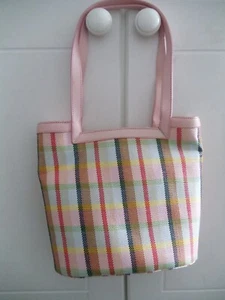 ITALIENISCHE HANDTASCHE BASKETWEAVE/PLAID EFFEKT ROSA AUSGEFALLEN KOSTENLOSER VERSAND! - Bild 1 von 4