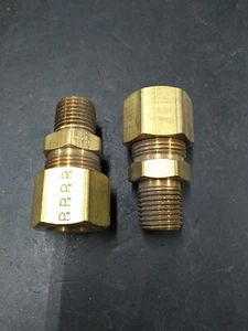 (Lot of 2) 368-08-04 Brass Compression Fitting 1/2" OD tube to 1/4" NPT - Picture 1 of 1