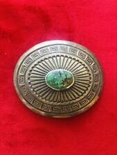 Grande boucle ceinture turquoise vintage NAVAJO en argent sterling faite à la main signée